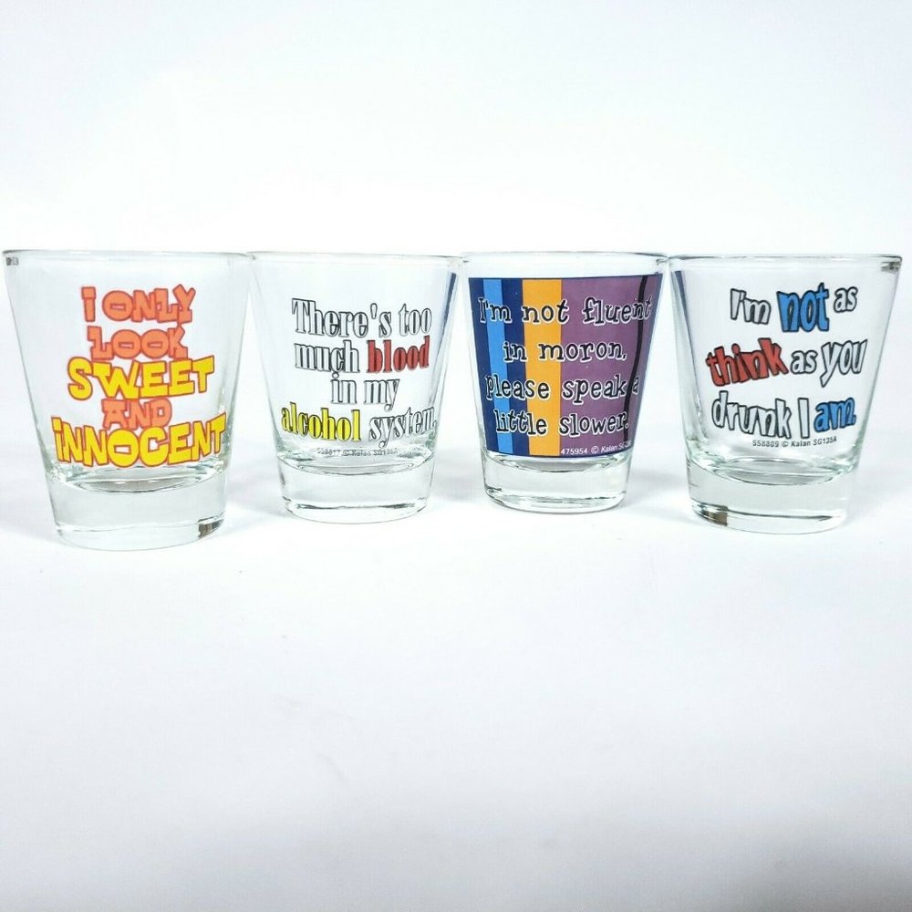 Set of Kalan Humor Shot Glasses Party Bar